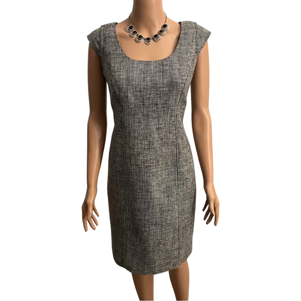 Ann Taylor gray with black dress.